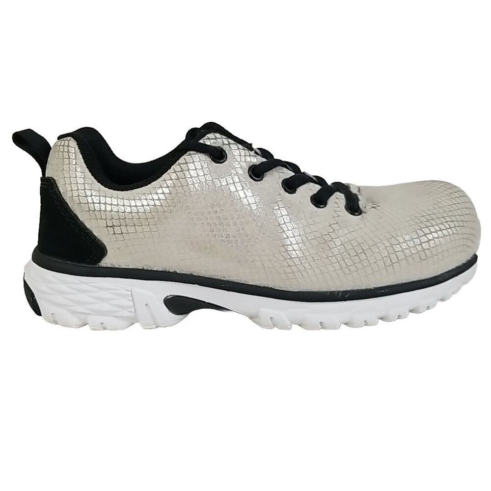 Nautilus Womens White Safety Shoes Size 6.5 Oil/Slip Resistant Snake Skin Design
